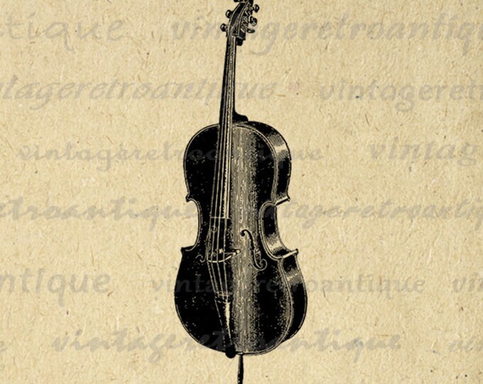 Cello Printable Image Download Music Illustration Graphic Digital Vintage Clip Art Jpg Png Eps HQ 300dpi No.1339