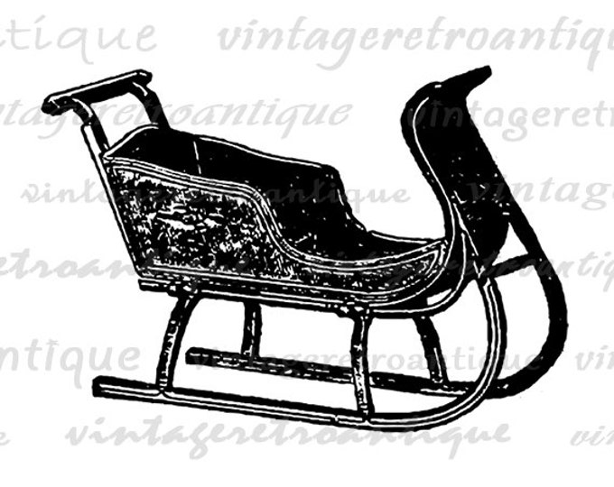 Printable Digital Antique Sled Download Sleigh Illustration Image Graphic Vintage Clip Art Jpg Png Eps HQ 300dpi No.1347