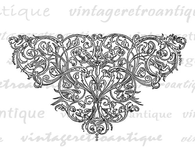 Digital Elegant Floral Design Element Graphic Download Flower Ornament Image Printable Vintage Clip Art Jpg Png Eps HQ 300dpi No.3491