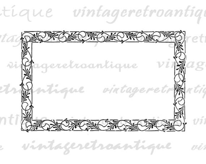 Digital Floral Leaf Frame Graphic Image Border Vintage Download Printable Antique Clip Art Jpg Png Eps HQ 300dpi No.705