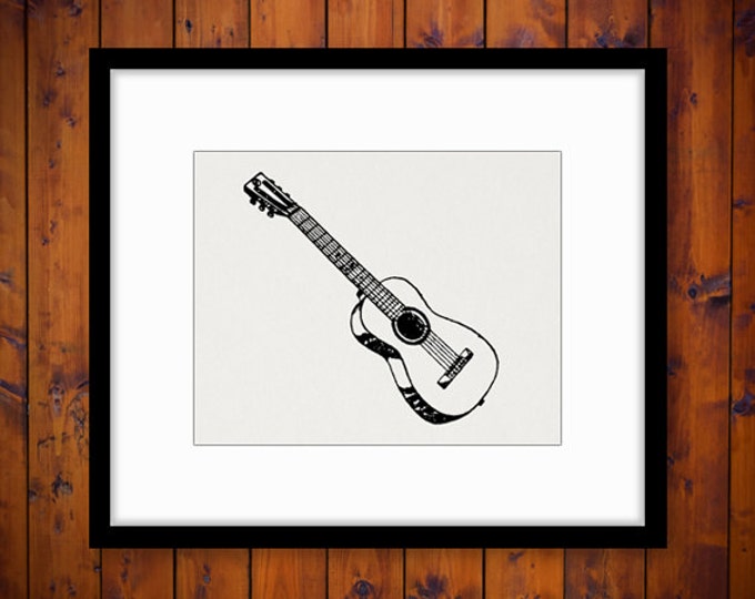 Acoustic Guitar Digital Image Download Antique Music Artwork Printable Graphic Jpg Png Eps HQ 300dpi No.3714