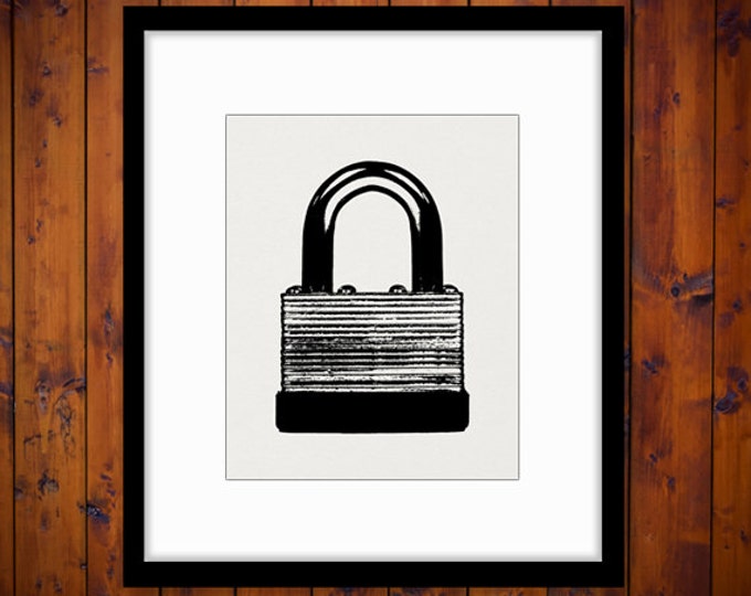 Padlock Printable Graphic Download Lock Digital Image Illustration Vintage Clip Art Jpg Png Eps HQ 300dpi No.2046