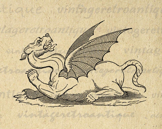 Printable Graphic Dragon Download Image Digital Antique Clip Art Jpg Png Eps HQ 300dpi No.665