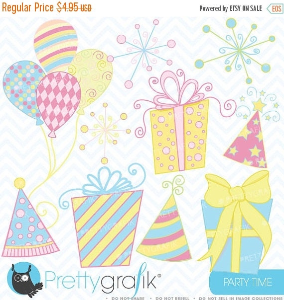80% OFF SALE Party time clipart commercial use, vector graphics, digital clip art, digital images - CL348 Il_570xn