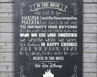 In This House We Do Disney - Chalkboard Print or Canvas