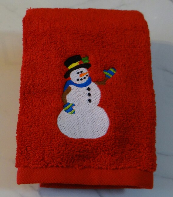 Items similar to Snowman Towel Terry Hand Towel Holiday Towel Winter