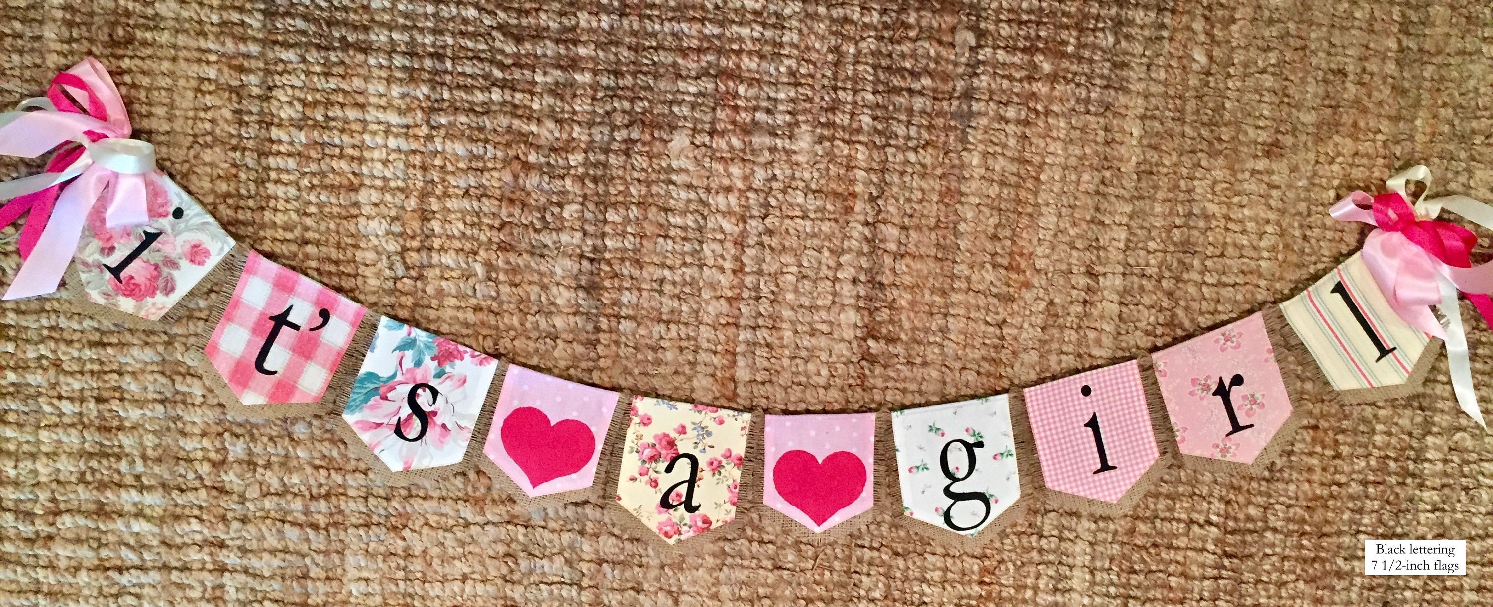 Custom IT'S A GIRL bunting banner flag...new baby shower