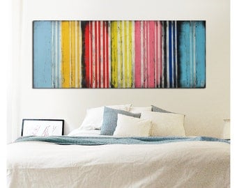 Painting - Abstract Art - Canvas Wall art - Colors on Colors Striped G36 On canvas - Original Art - Landscape Art - Abstract Painting