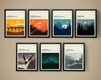 Harry Potter Movie Posters - Set of Prints, Movie Poster, Movie Print, Film Poster, Harry Potter Poster, Harry Potter Print