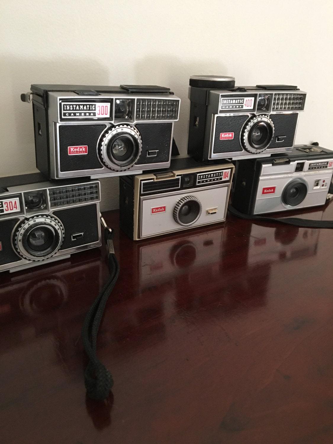 5 x Vintage collectable Kodak instant Cameras 50 104 300 304 400 from