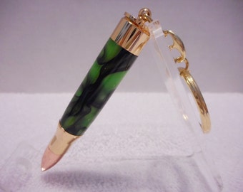 Lime Black Marble 308 Bullet Keychain