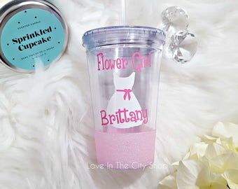 Flower Girl Tumbler, Flower Girl Gift, Bridal Party Tumbler, Glitter Tumbler, Kids Tumbler, Wedding Tumblers, Custom Flower Girl Gift