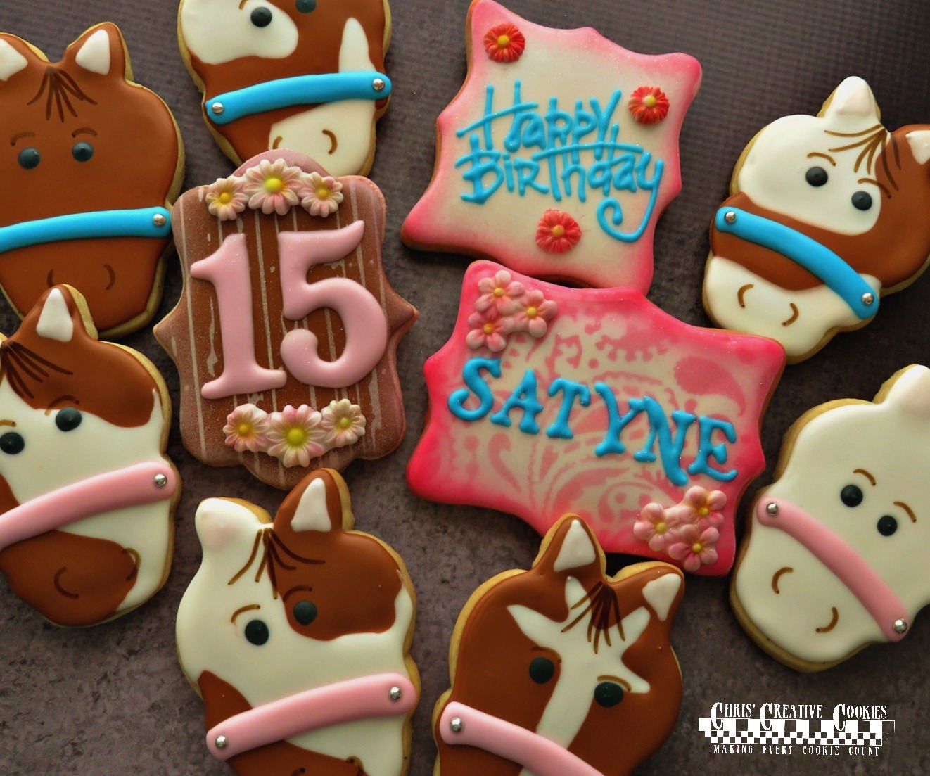 Horse Face Decorated Sugar Cookies One Dozen 12 cookies