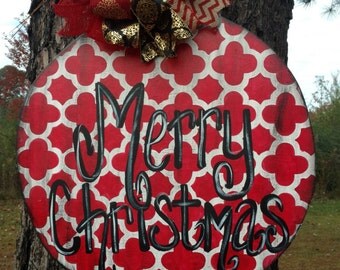 Christmas ornament door hanger, rustic Christmas ornament