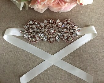 Rose Gold Bridal Bracelet - Couture Crystal Rhinestone and Pearl Bridal Bracelet - Bridal Cuff - Bouquet Wrap