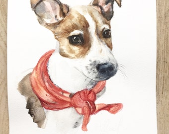 Custom pet portrait, watercolor, dog cat portraits, custom dog portrait, pet portrait made to order, artwork by Ninja Heevel