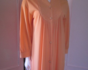 1960s Pale Tangerine Nylon Full-Length Robe, Size M