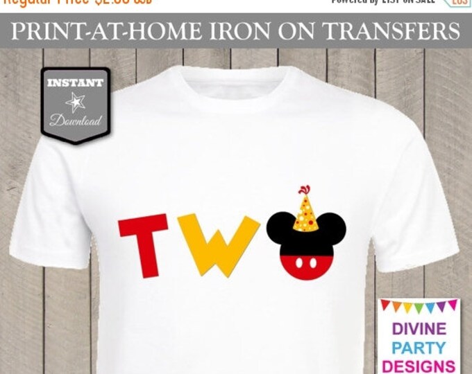 SALE INSTANT DOWNLOAD Print at Home Classic Mouse Two Printable Iron On Transfer / Party / Family / Birthday / Item #2422