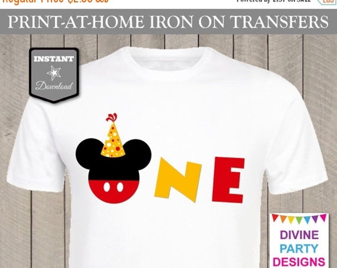 SALE INSTANT DOWNLOAD Print at Home Classic Mouse One Printable Iron On Transfer / Party / Family / Birthday / Item #2421