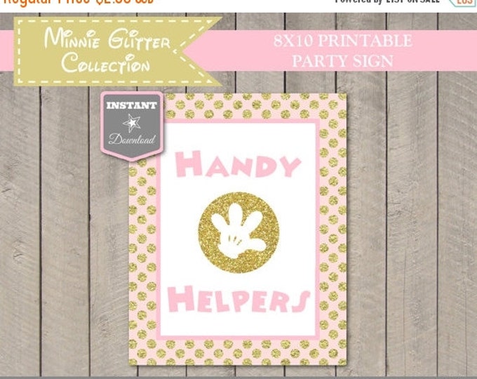 SALE INSTANT DOWNLOAD Pink and Gold Glitter Mouse 8x10 Handy Helpers Printable Party Sign / Glitter Mouse Collection / Item #2020