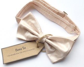 mens bow tie pink silk, blush bow tie, silk bow tie, pink bow tie, blush silk wedding