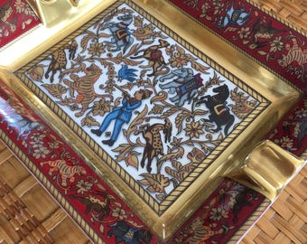 Hermès "Chasse en Inde" Gilded Cigar Ashtray (Authentic Hermès)