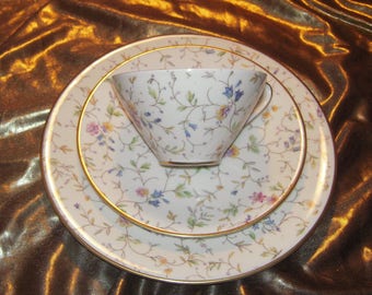 Chintz BOOTH & KAISER Trio Teacup, Saucer Dessert Plate