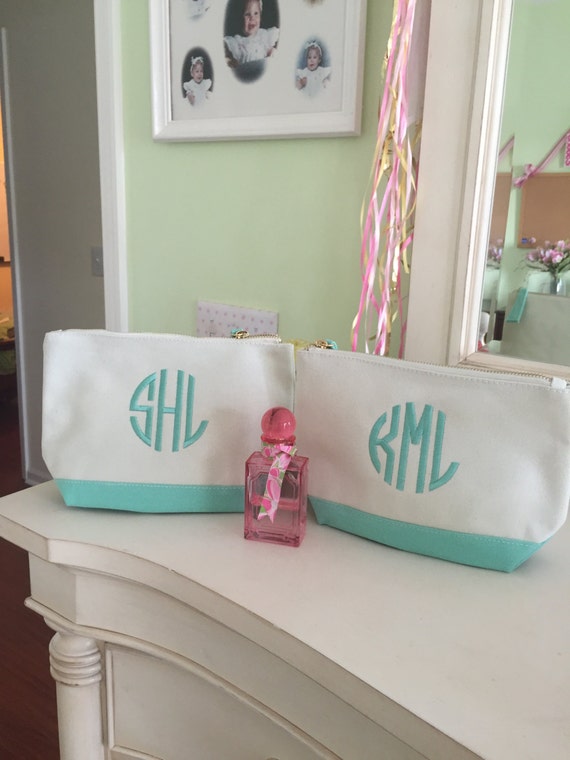 Mint Cosmetic Bag Monogram Cosmetic Bag by