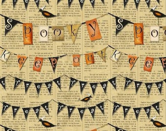 Halloween banner, Halloween pennantsFabric, Halloween Fabric, Witchy Collection from STudio E