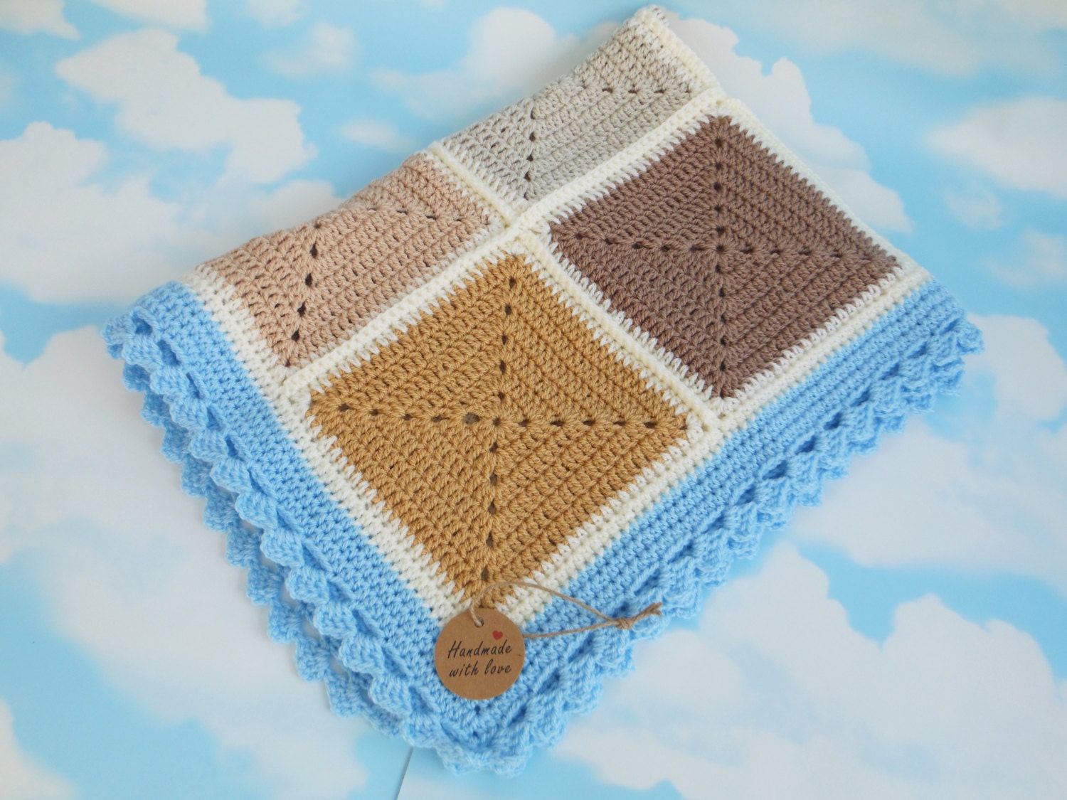 squares crochet baby blanket Granny stroller baby boy squares blanket crochet security