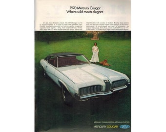Vintage newspaper ad for a 1970 Mercury Cougar