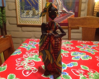 Vintage colorful African folk art cloth doll