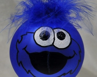 Single, hand painted Cookie Monster ornament