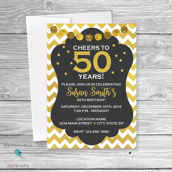Invitacin 50 Aos Fiesta Sorpresa Gold And Glitter Plantillas Para