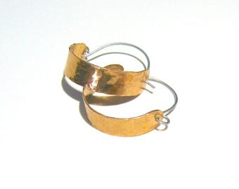 Bronze and titanium hoop earrings Mixed metals Hypoallergenic