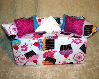 Fun Food and Drink Prints Tissue Box Covers- Hot Chocolate, Cupcakes, and Rainbow