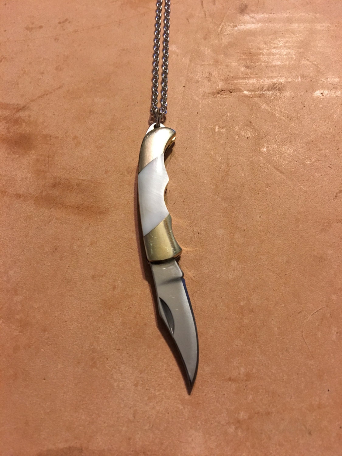 Mother of Pearl Mini Pocket Knife Necklace