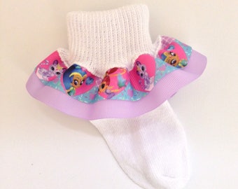 Shimmer and Shine Ruffle Socks - Shimmer and Shine Socks - Ruffle Socks - Character Girls Socks - Toddler Socks
