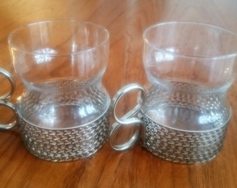 Set of 2, Iittala Tsaikka, glass, glasses, designed by Timo Sarpaneva, mid century, Scandinavian, 1970s