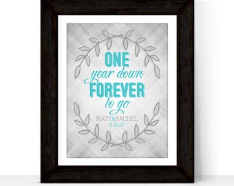 One Year Down Forever to Go | Custom 1st Anniversary Gift for Him Her | Paper Wedding Anniversary gift for husband wife | DIY Print Canvas