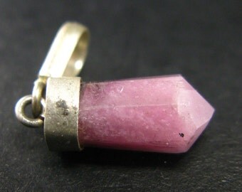 Pink Tourmaline Crystal Pendant in Silver - 1.1"