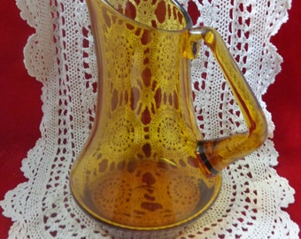 Vintage Amber Glass Pitcher Vintage Pitcher Vintage Amber Glass Pitcher Thick Glass Retro Amber Glass Pitcher