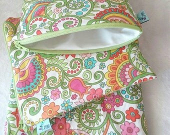 Rainbow Floral | Cloth Pad Wetbag | SMALL