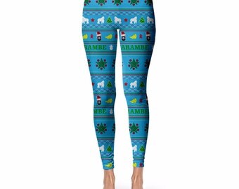 Harambe Christmas Leggings, Meme Christmas Sweater, Meme Leggings, Funny leggings, Christmas Gifts