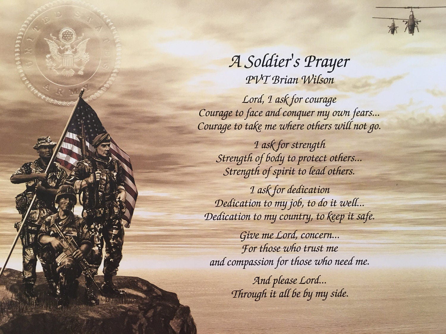 Army Gift Personalized Print A Soldier's Prayer