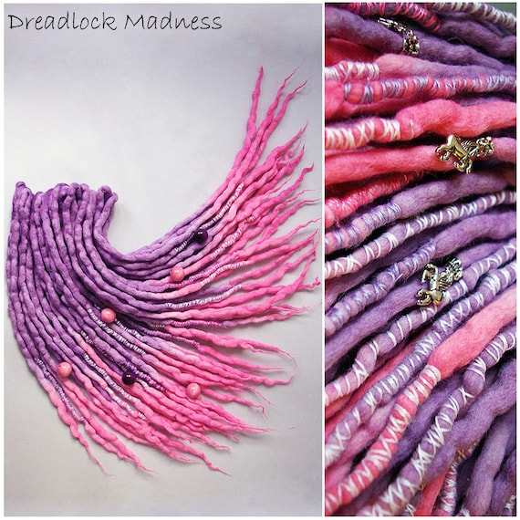 Ready for shipping + hand dyed "Pastel Queen" woolen dreads + dreadlocks + goth + pastel goth