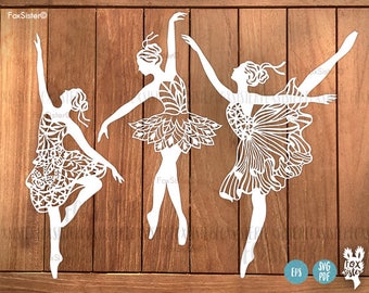Ballerina SVG Bundle!! 3 Papercut Templates | Ballet Dancer svg cut files | Commercial and personal use | Paper Cut Out | for Cricut Cameo