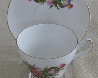 ARGYLE Bone China Cup and Saucer, Thistle Pattern