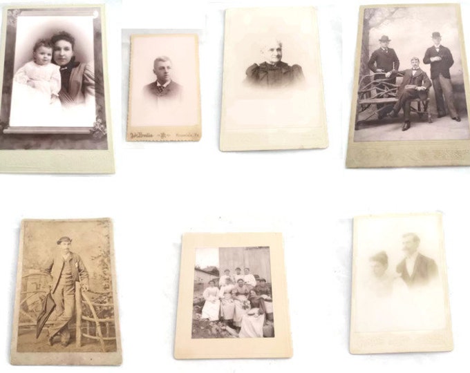 Antique Cabinet Cards Lot - 7 Piece Lot Black and White Photos - Antique Photography,