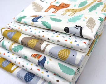 COTTON FABRIC BUNDLE Baby Jungle - 6 x Fat Quarters of 100% premium cotton